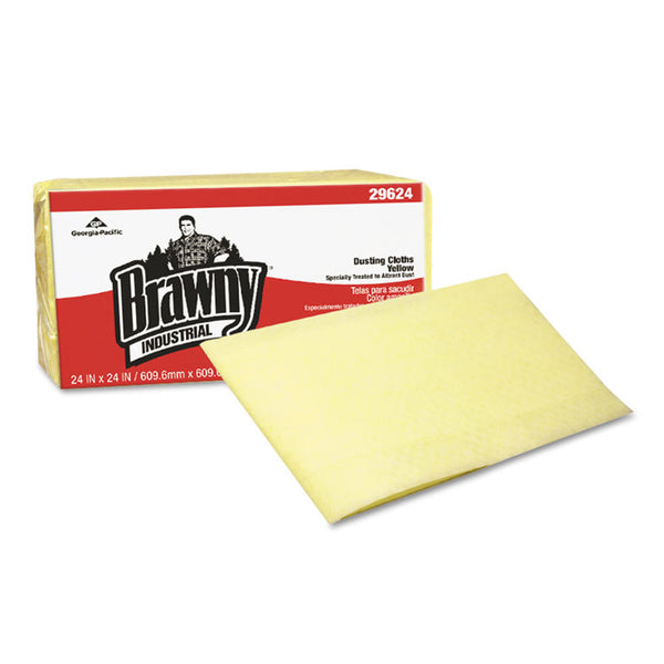 Brawny® Professional Dusting Cloths, Quarterfold, 24 x 24, Unscented, Yellow, 50/Pack, 4 Packs/Carton (GPC29624) Box of 4