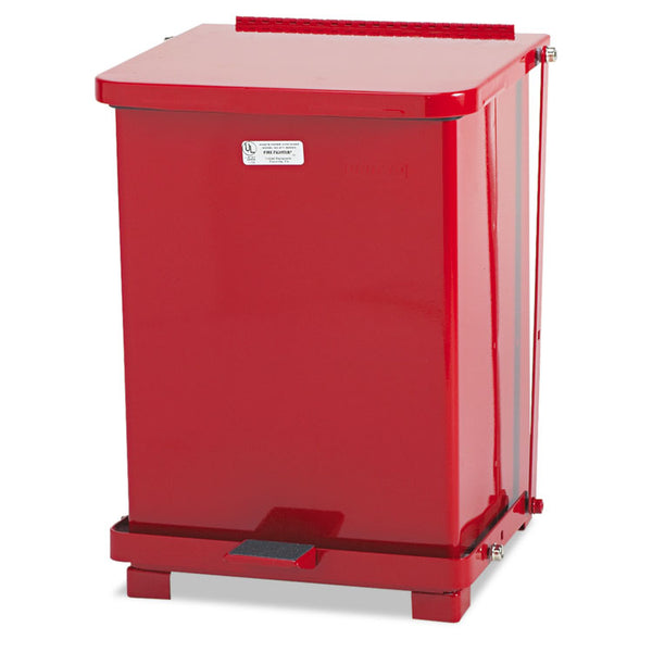 Rubbermaid® Commercial Defenders Heavy-Duty Steel Step Can, 4 gal, Steel, Red (RCPST7EPLRED) Each