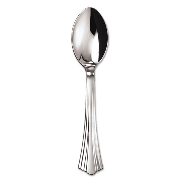 WNA Heavyweight Plastic Spoons, Silver, 6 1/4", Reflections Design, 600/Carton (WNA620155)