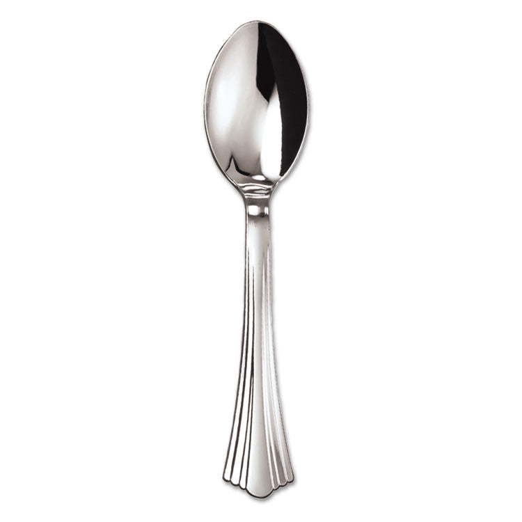 WNA Heavyweight Plastic Spoons, Silver, 6 1/4", Reflections Design, 600/Carton (WNA620155) Case of 600