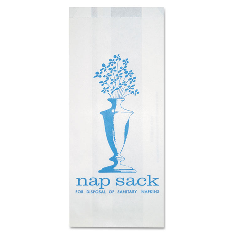 Bagcraft Nap Sack Sanitary Disposal Bags, 4" x 9", White, 1,000/Carton (BGC300314) Case of 1000