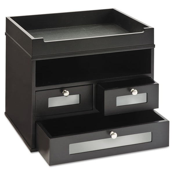Victor® Midnight Black Collection Tidy Tower, 5 Compartments, 3 Drawers, 12.8 x 10.6 x 10.9, Black, Ships in 1-3 Business Days (VCT55005)