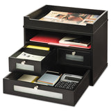 Victor® Midnight Black Collection Tidy Tower, 5 Compartments, 3 Drawers, 12.8 x 10.6 x 10.9, Black, Ships in 1-3 Business Days (VCT55005)