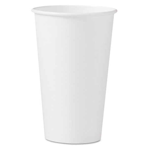 SOLO® Single-Sided Poly Paper Hot  Cups, 16 oz, White, 50 Sleeve, 20 Sleeves/Carton (SCC316W) Case of 1000