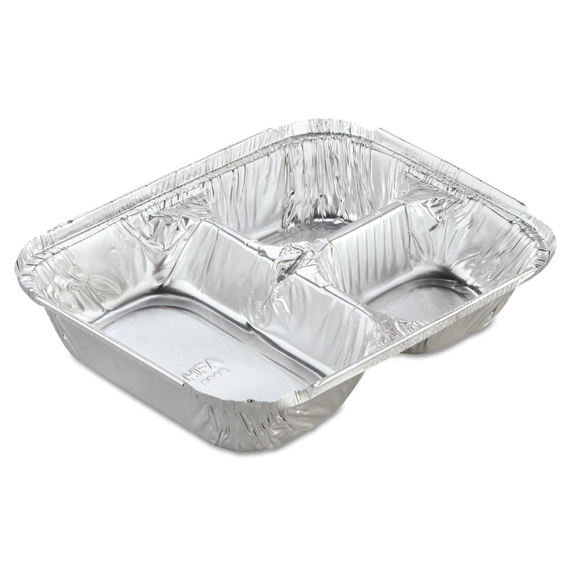 Handi-Foil Aluminum Oblong Container with Lid, 3-Compartment (HFA204535-250W) Case of 250