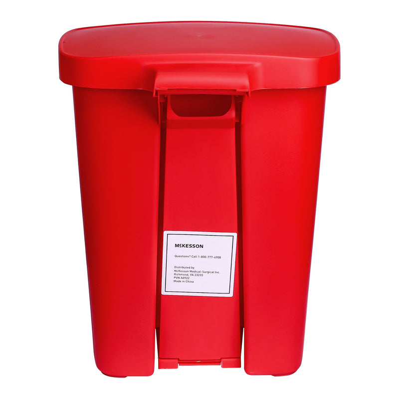 McKesson Trash Can 32 Quart / 8 gal. Red Plastic Rectangular (1223709_EA) 1/EA