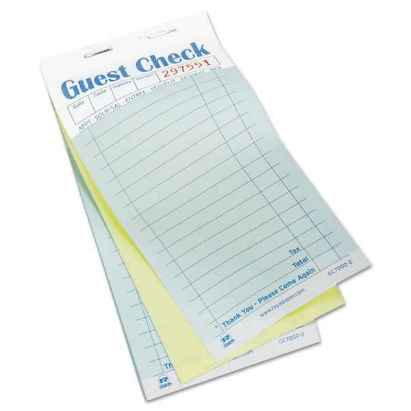 AmerCareRoyal® Guest Check Pad, 17 Lines, Two-Part Carbonless, 3.6 x 6.7, 50 Forms/Pad, 50 Pads/Carton (RPPGC70002)