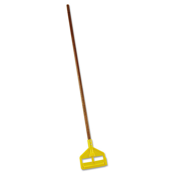 Rubbermaid® Commercial Invader Wood Side-Gate Wet-Mop Handle, 54", Natural/Yellow (RCPH115)