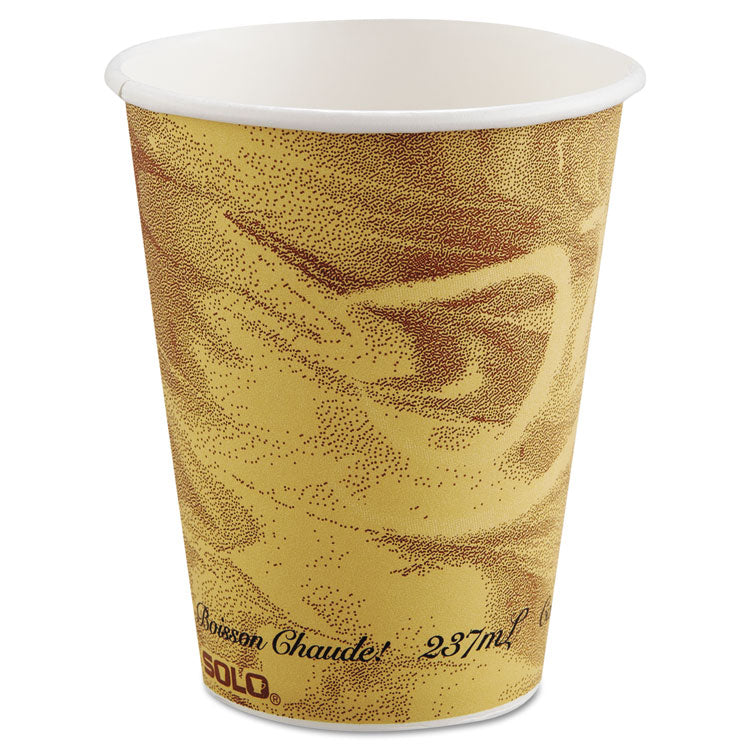 SOLO® Mistique Polycoated Hot Paper Cups, 8 oz, Printed, Brown, 50/ Sleeve, 20 Sleeves/Carton (SCC378MS) Case of 1000