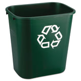 Rubbermaid® Commercial Deskside Plastic Container for Paper Recycling, 7 gal, Plastic, Green (RCP295606GREEA) Each