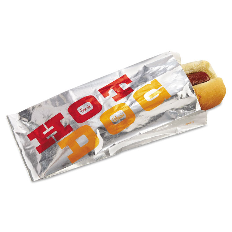 Bagcraft Foil Single-Serve Bags, 3.5" x 8.5", Silver/"Hot Dog" Design, 1,000/Carton (BGC300455) Case of 1000