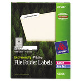 Avery® EcoFriendly Permanent File Folder Labels, 0.66 x 3.44, White, 30/Sheet, 50 Sheets/Pack (AVE45366) Box of 1500