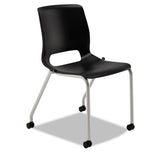 HON Motivate Four-Leg Stacking Chair, Onyx Seat/Black Back, Platinum Base, 2/Carton (HONMG201CU10) Carton of 2