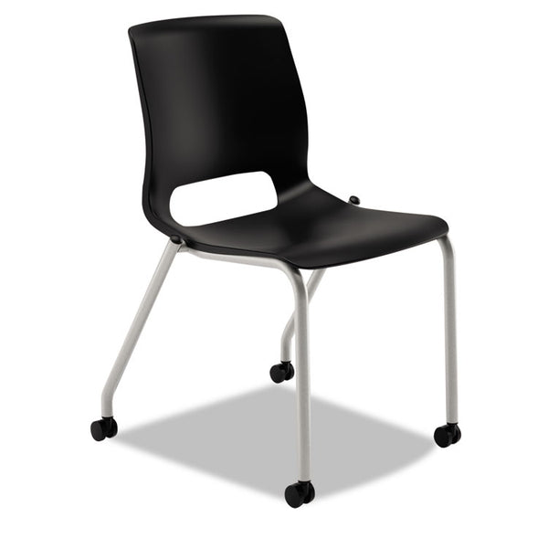 HON Motivate Four-Leg Stacking Chair, Onyx Seat/Black Back, Platinum Base, 2/Carton (HONMG201CU10)