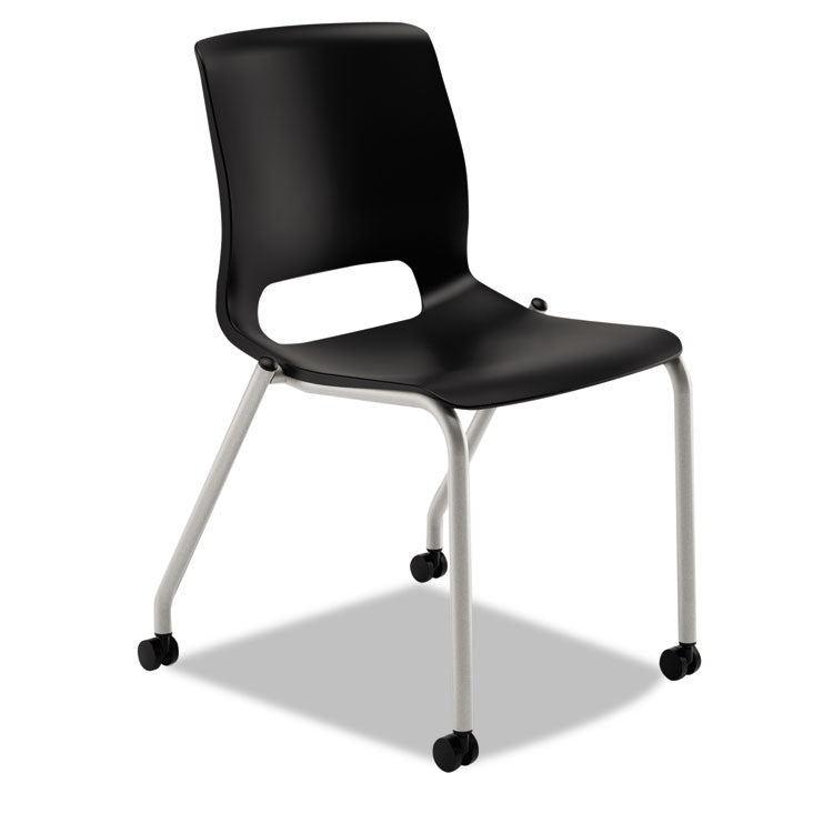 HON Motivate Four-Leg Stacking Chair, Onyx Seat/Black Back, Platinum Base, 2/Carton (HONMG201CU10) Carton of 2