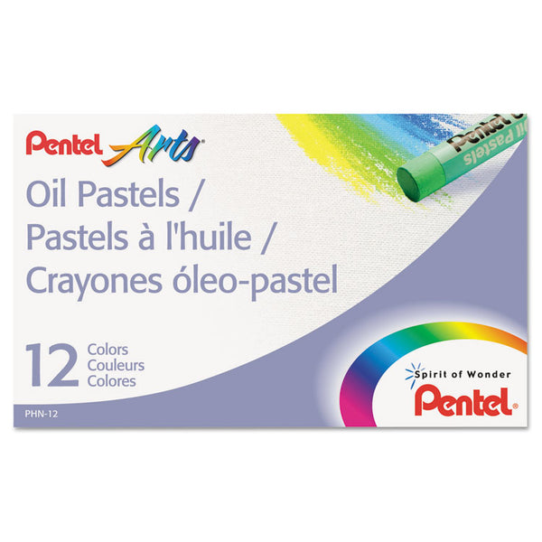 Pentel® Oil Pastel Set With Carrying Case, 12 Assorted Colors, 0.38" dia x 2.38", 12/Set (PENPHN12)