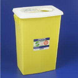 SharpSafety™ Chemotherapy Waste Container Yellow Base 26 H X 12-3/4 D X 18-1/4 W Inch Vertical Entry 18 Gallon (473739_EA) 1/EA