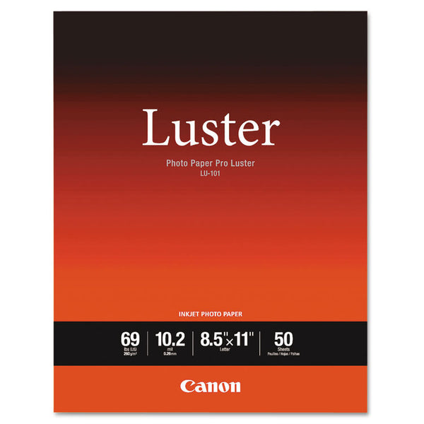 Canon® PRO Luster Inkjet Photo Paper, 10.2 mil, 8.5 x 11, Luster White, 50/Pack (CNM6211B004)