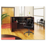 Alera® Alera Valencia Series Reception Desk with Transaction Counter, 71" x 35.5" x 29.5" to 42.5", Mahogany (ALEVA327236MY)