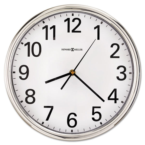 Howard Miller® Hamilton Wall Clock, 12" Overall Diameter, Silver Case, 1 AA (sold separately) (MIL625561) Each