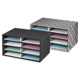 Bankers Box® Decorative Sorter, 8 Letter Compartments, 19.5 x 12.38 x 10.25, Black/Gray Pinstripe (FEL6170301) Each