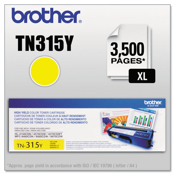 Brother TN315Y High-Yield Toner, 3,500 Page-Yield, Yellow (BRTTN315Y)