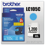 Brother LC105C Innobella Super High-Yield Ink, 1,200 Page-Yield, Cyan (BRTLC105C)