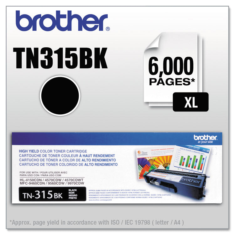 Brother TN315BK High-Yield Toner, 6,000 Page-Yield, Black (BRTTN315BK) Each