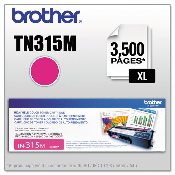 Brother TN315M High-Yield Toner, 3,500 Page-Yield, Magenta (BRTTN315M)