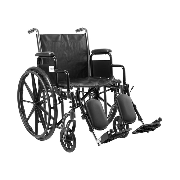 McKesson Wheelchair Dual Axle Desk Length Arm Swing-Away Elevating Legrest Black Upholstery 20 Inch Seat Width Adult 350 lbs. Weight Capacity (1065279_EA) 1/EA