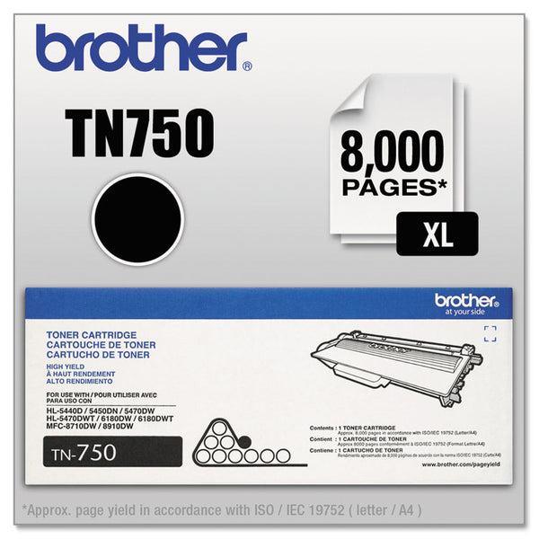 Brother TN750 High-Yield Toner, 8,000 Page-Yield, Black (BRTTN750)