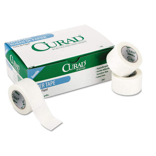 Curad® Paper Adhesive Tape, Medium-Duty, Acrylic/Paper, 1" x 10 yds, White, 12/Pack (MIINON270001)