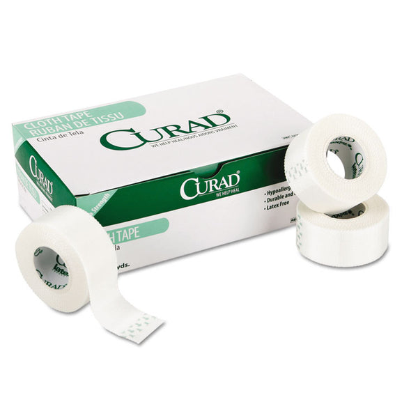 Curad® First Aid Cloth Silk Tape, Heavy-Duty, Acrylic/Silk, 2" x 10 yds, White, 6/Pack (MIINON270102) Pack of 6