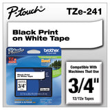 Brother P-Touch® TZe Standard Adhesive Laminated Labeling Tape, 0.7" x 26.2 ft, Black on White (BRTTZE241)