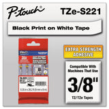 Brother P-Touch® TZe Extra-Strength Adhesive Laminated Labeling Tape, 0.35" x 26.2 ft, Black on White (BRTTZES221)