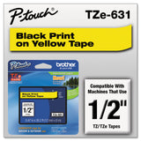 Brother P-Touch® TZe Standard Adhesive Laminated Labeling Tape, 0.47" x 26.2 ft, Black on Yellow (BRTTZE631)