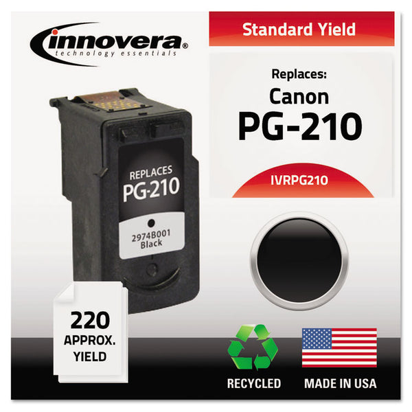 Innovera® Remanufactured Black Ink, Replacement for PG-210 (2974B001), 220 Page-Yield (IVRPG210) Each