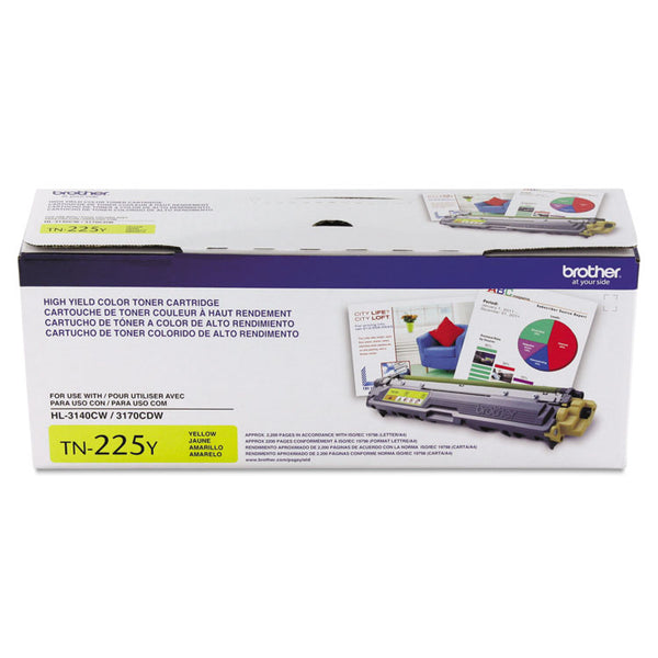 Brother TN225Y High-Yield Toner, 2,200 Page-Yield, Yellow (BRTTN225Y)