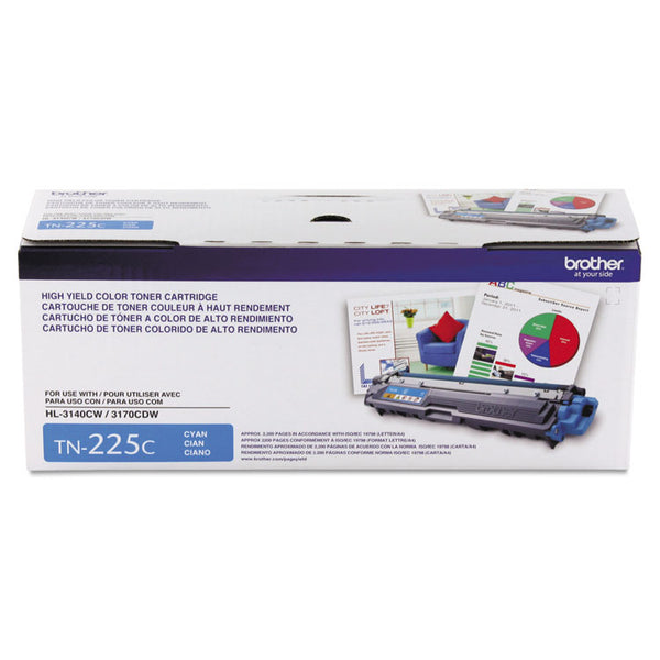 Brother TN225C High-Yield Toner, 2,200 Page-Yield, Cyan (BRTTN225C)