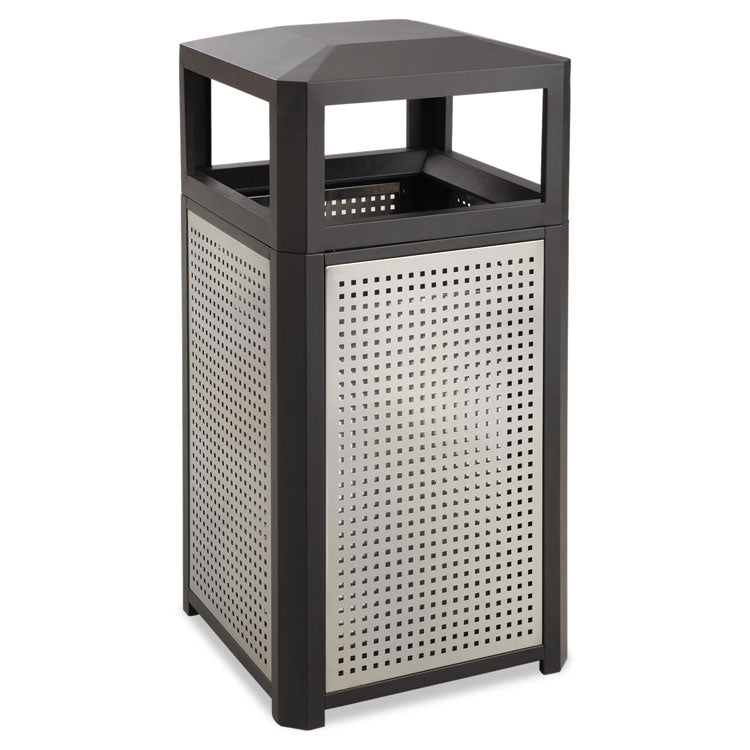 Safco® Evos Series Steel Waste Container, 38 gal, Steel, Black (SAF9934BL)