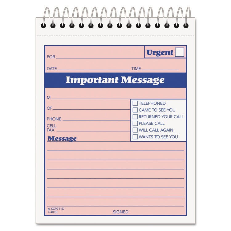 TOPS™ Telephone Message Book with Fax/Mobile Section, Two-Part Carbonless, 4.25 x 5.5, 50 Forms Total (TOP4010) Each