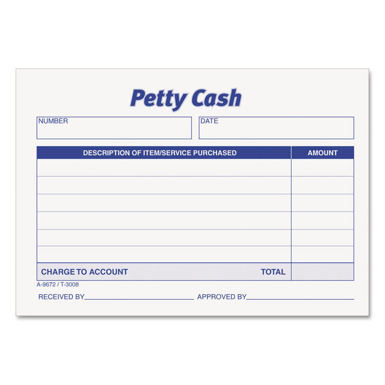 TOPS™ Petty Cash Slips, One-Part (No Copies), 5 x 3.5, 50 Forms/Pad, 12 Pads/Pack (TOP3008) Pack of 12