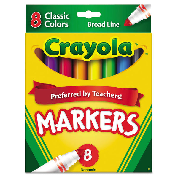 Crayola® Non-Washable Marker, Broad Bullet Tip, Assorted Classic Colors, 8/Pack (CYO587708) Set of 8