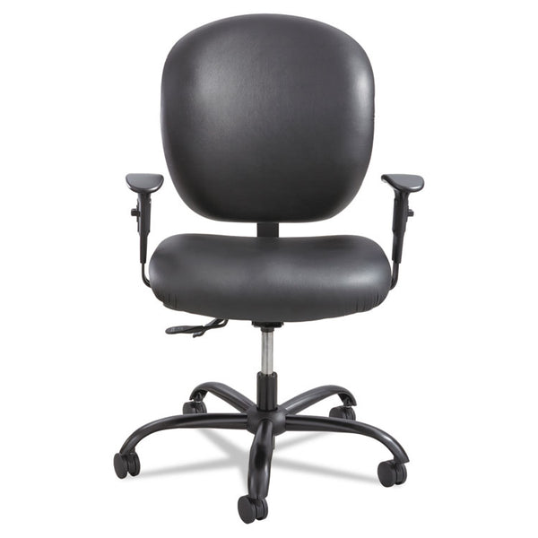 Safco® Alday Intensive-Use Chair, Supports Up to 500 lb, 17.5" to 20" Seat Height, Black Vinyl Seat/Back, Black Base (SAF3391BV)