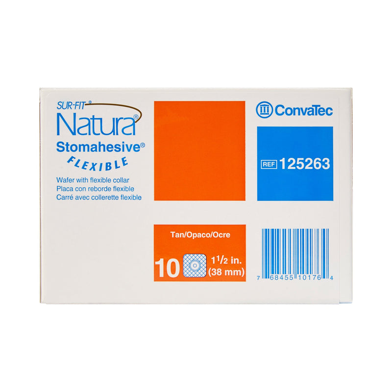 Sur-Fit Natura® Ostomy Barrier Trim to Fit, Standard Wear Stomahesive® Adhesive 38 mm Flange Sur-Fit® Natura® System Hydrocolloid Up to 7/8 Inch Opening 4 X 4 Inch (325400_BX) 10/BX