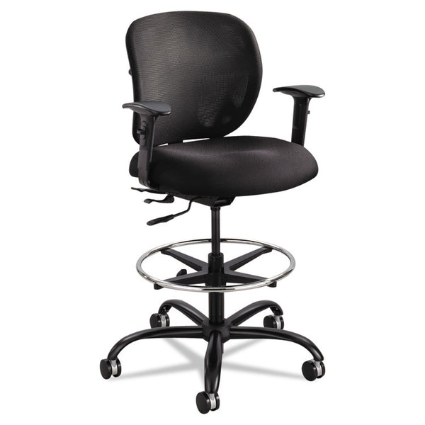 Safco® Vue Heavy-Duty Extended-Height Stool, Supports Up to 350 lb, 23" to 32.5" Seat Height, Black Fabric (SAF3394BL) Each