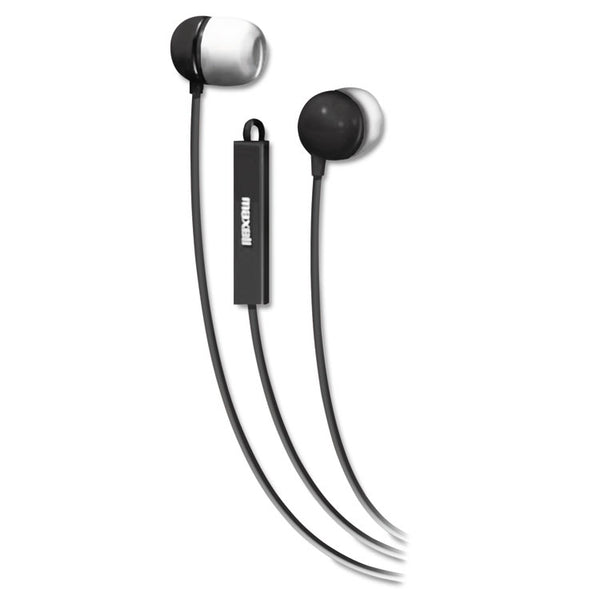 Maxell® In-Ear Buds with Built-in Microphone, 4 ft Cord, Black (MAX190300) Each