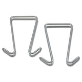 Alera® Double Sided Partition Garment Hook, Steel, 0.5 x 3.38 x 4.75, Over-the-Door/Over-the-Panel Mount, Silver, 2/Pack (ALECH2SR)