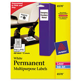 Avery® Permanent ID Labels w/ Sure Feed Technology, Inkjet/Laser Printers, 1.25 x 1.75, White, 32/Sheet, 15 Sheets/Pack (AVE6570)