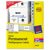 Avery® Permanent ID Labels w/ Sure Feed Technology, Inkjet/Laser Printers, 2 x 2.63, White, 15/Sheet, 15 Sheets/Pack (AVE6572)